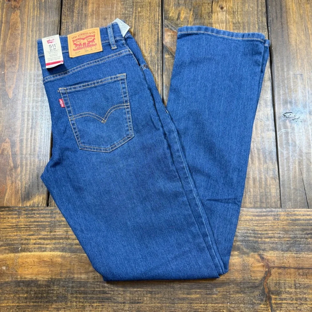 Levis 511‎ Slim Fit Boys Jeans Size 18 Reg 29x31 Medium Wash Performance Stretch